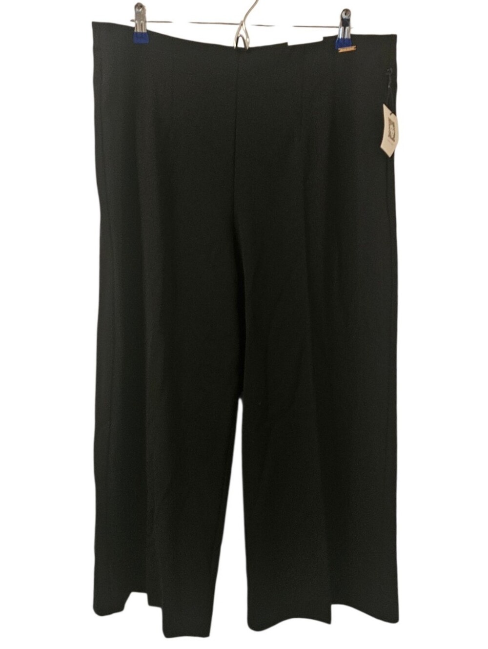 Black and Gold Anne Klein Women's High Rise Crop Wide-Leg Pants